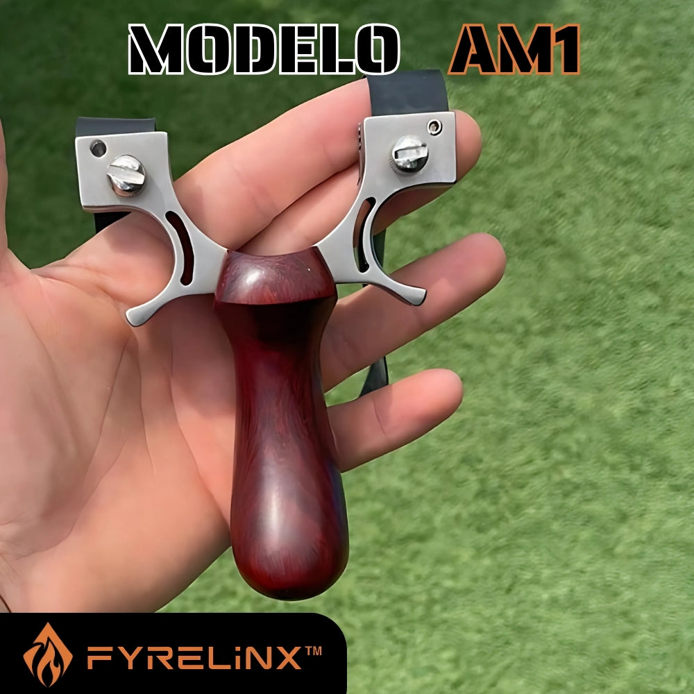 Tirachinas Profesional de Madera - Set Completo con 3 Bandas de Goma y 100Gr de Bolas de Arcilla